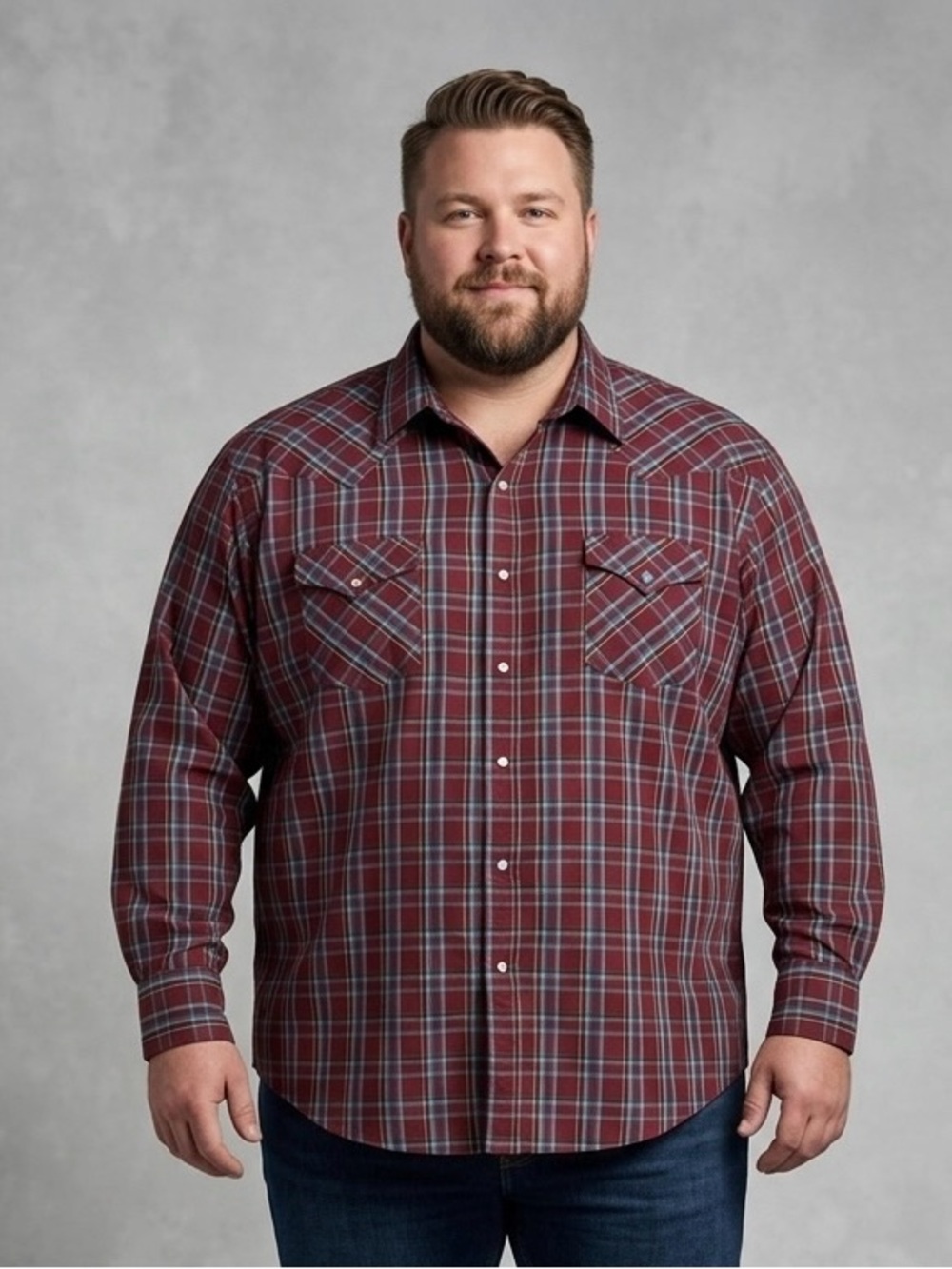 Vintage 80s 90s Red Plaid Western Pearl Snap Shirt Big Man 2X